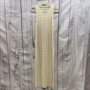 Old Navy NWT Tan and Cream Sea Salt Sleeveless Crochet Maxi Dress Size Large